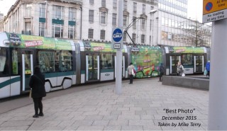Tram advertising in Nottingham