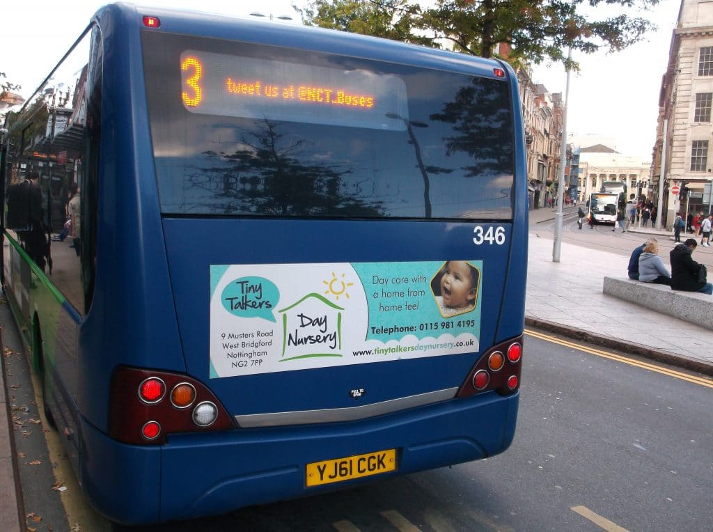 Tiny Talkers Day Nursery Bus Advert