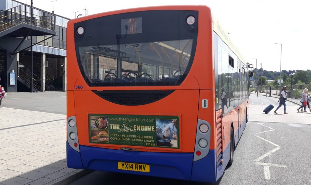 Bus advertising in Luton The Engine
